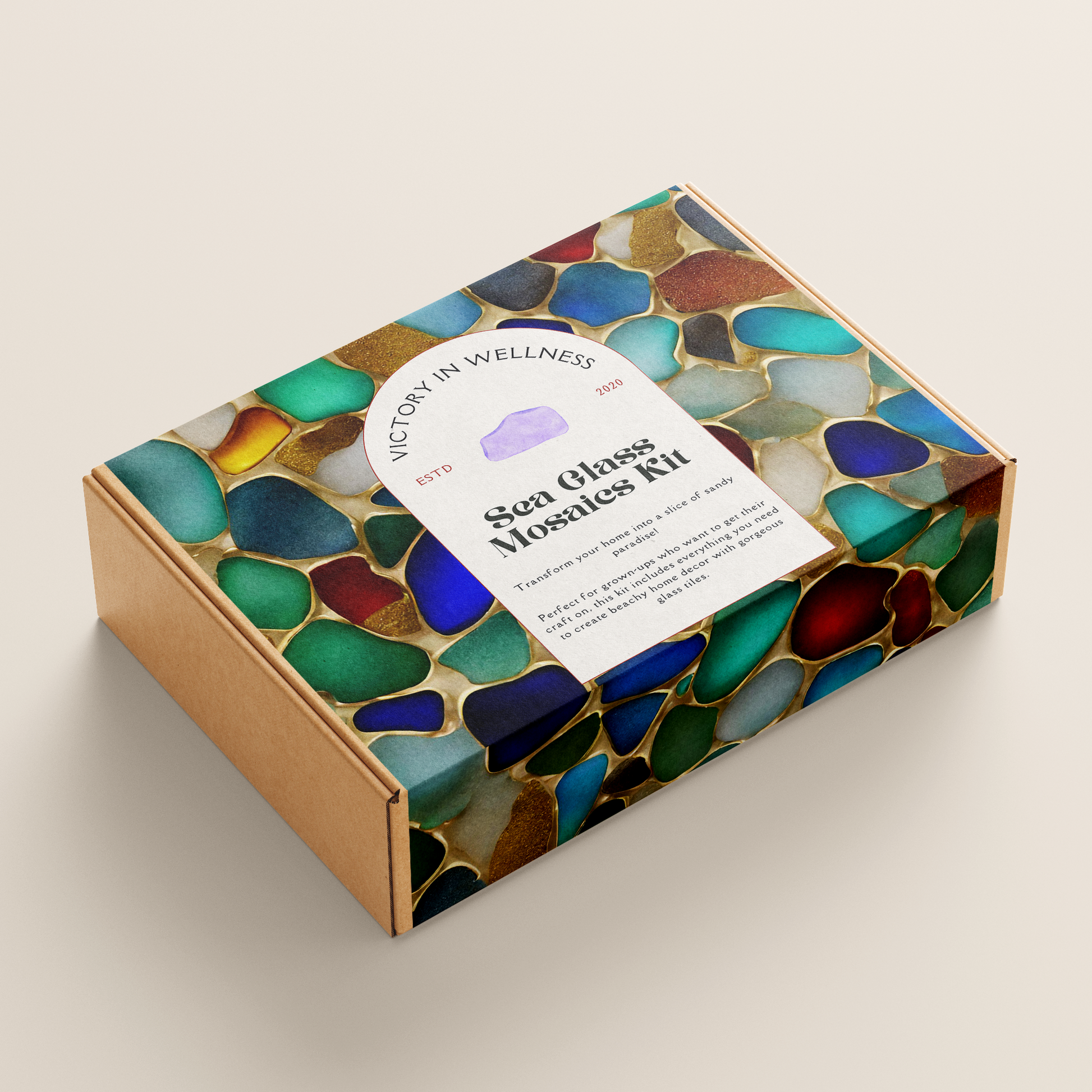 DIY Sea Glass Mosaic Craft Kit for Adults, Create Beach-Inspired Home Decor with Glass Tiles, Easy Step-by-Step Instructions | by Victory In Wellness-1